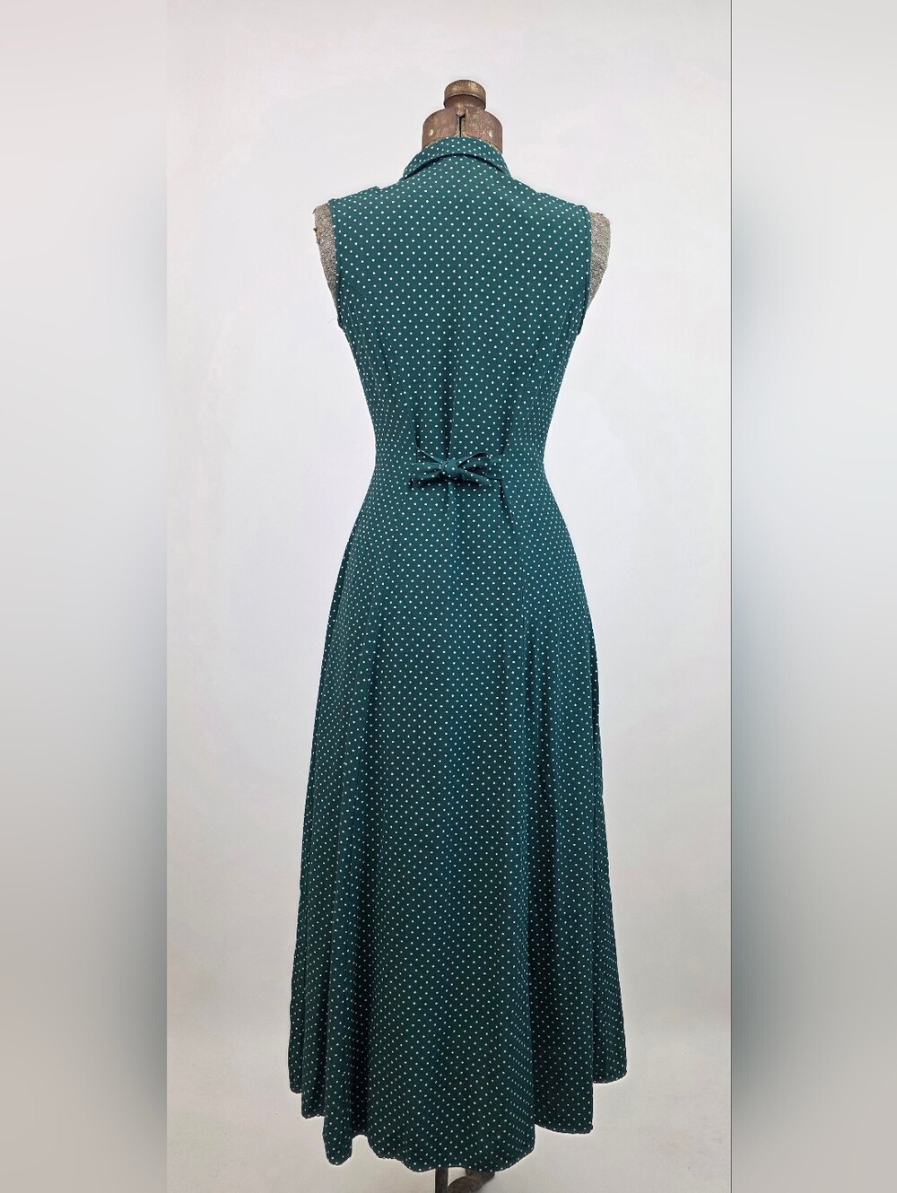 My Michelle Vintage 90's Women's Green Polkadot Button Front Collared Dress 3/4 - Picture 6 of 13